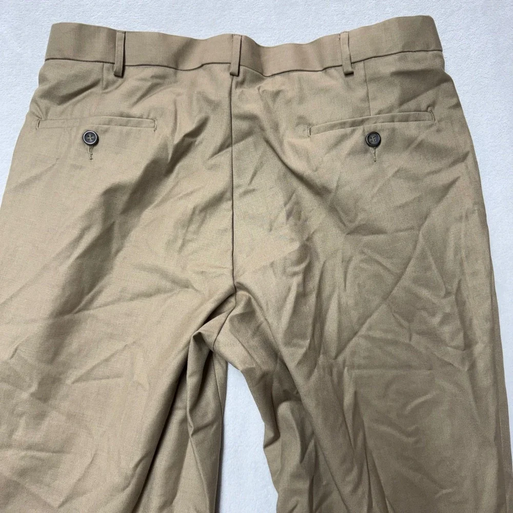 Dockers Mens Classic Fit Pleated Khaki Pants Tan Cuffed W36 L32